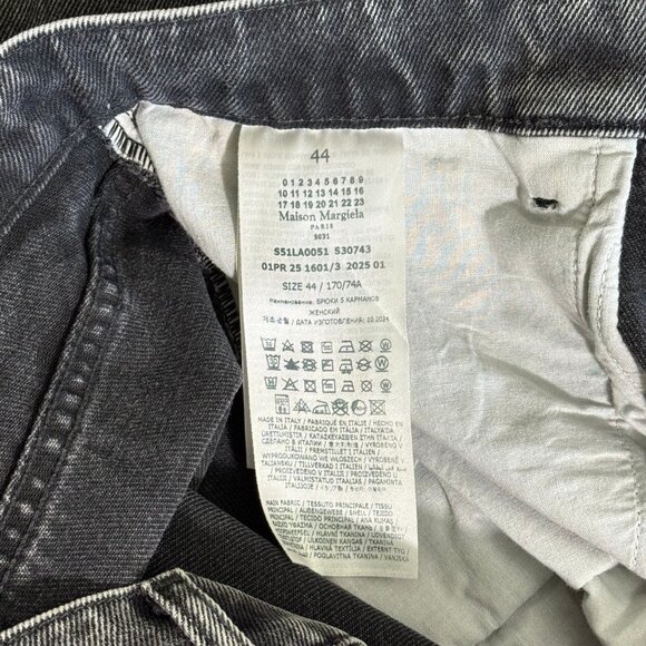 Maison Margiela Ripped Side Slit Cutout Slash Black Denim Jeans size IT 44 US 8 - Picture 7 of 9